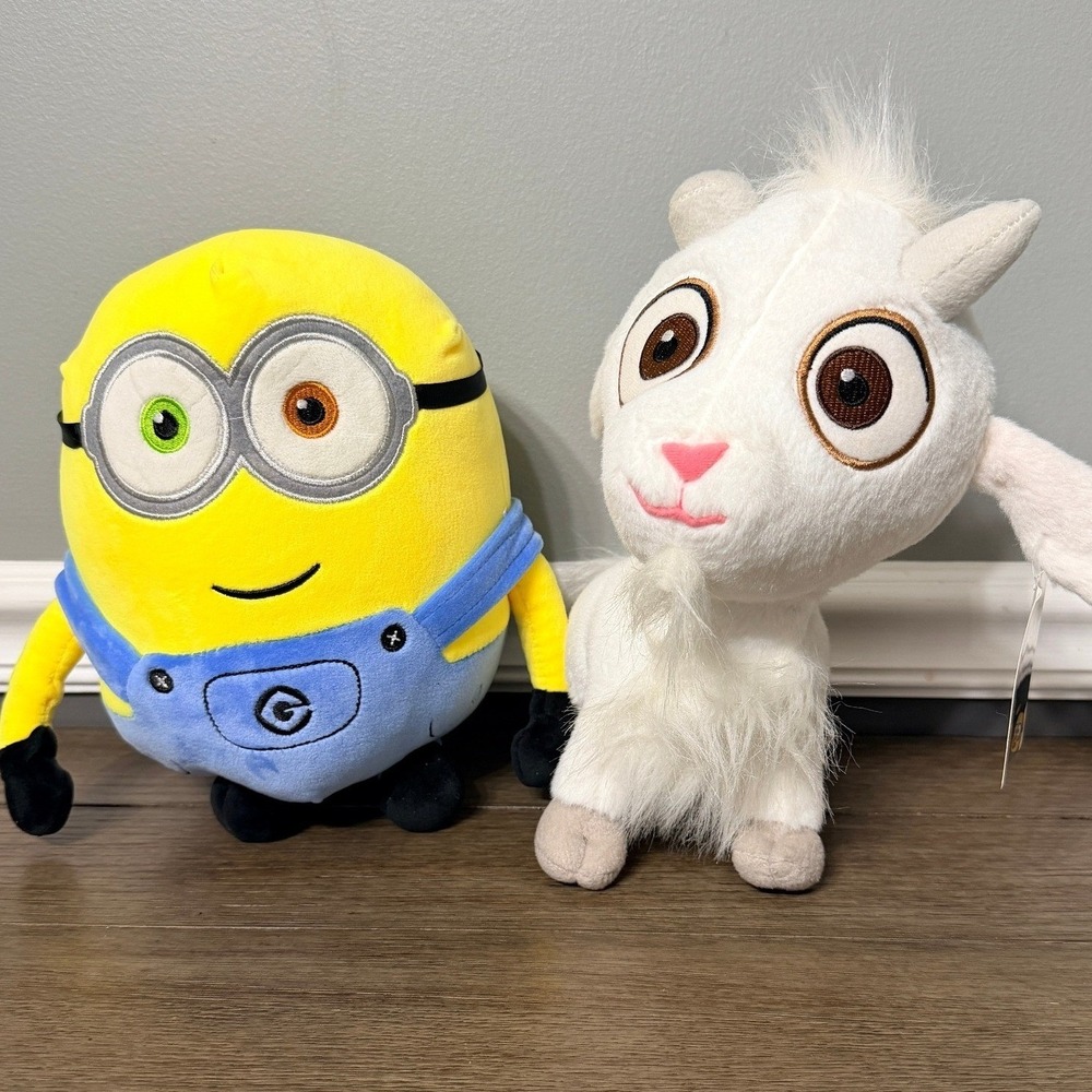 Despicable Me 3 Minion Bob & Lucky the Goat Plush Set Illumination Movie Toys